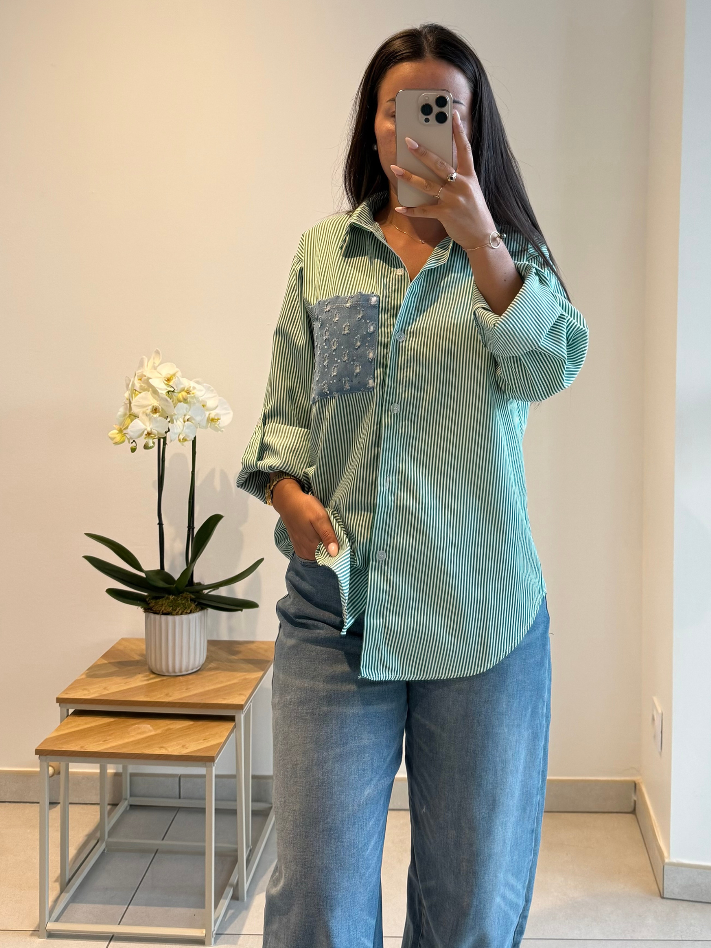 Chemise Naïs – Rayée Verte