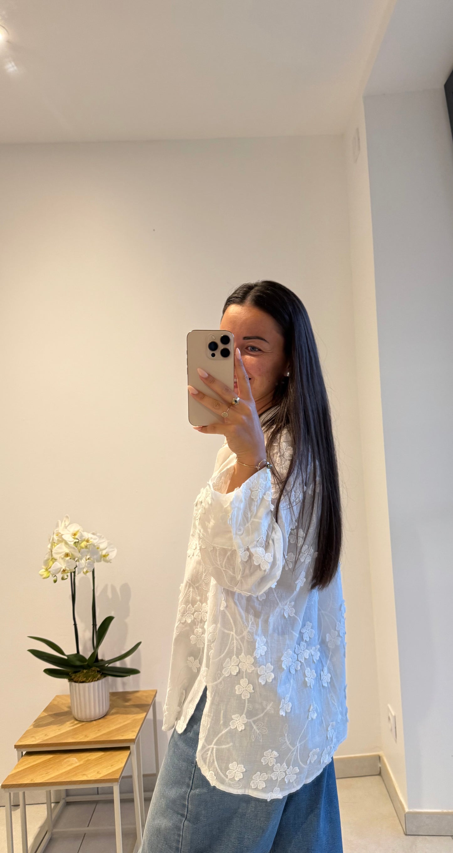 Chemise Florine – Blanche brodée