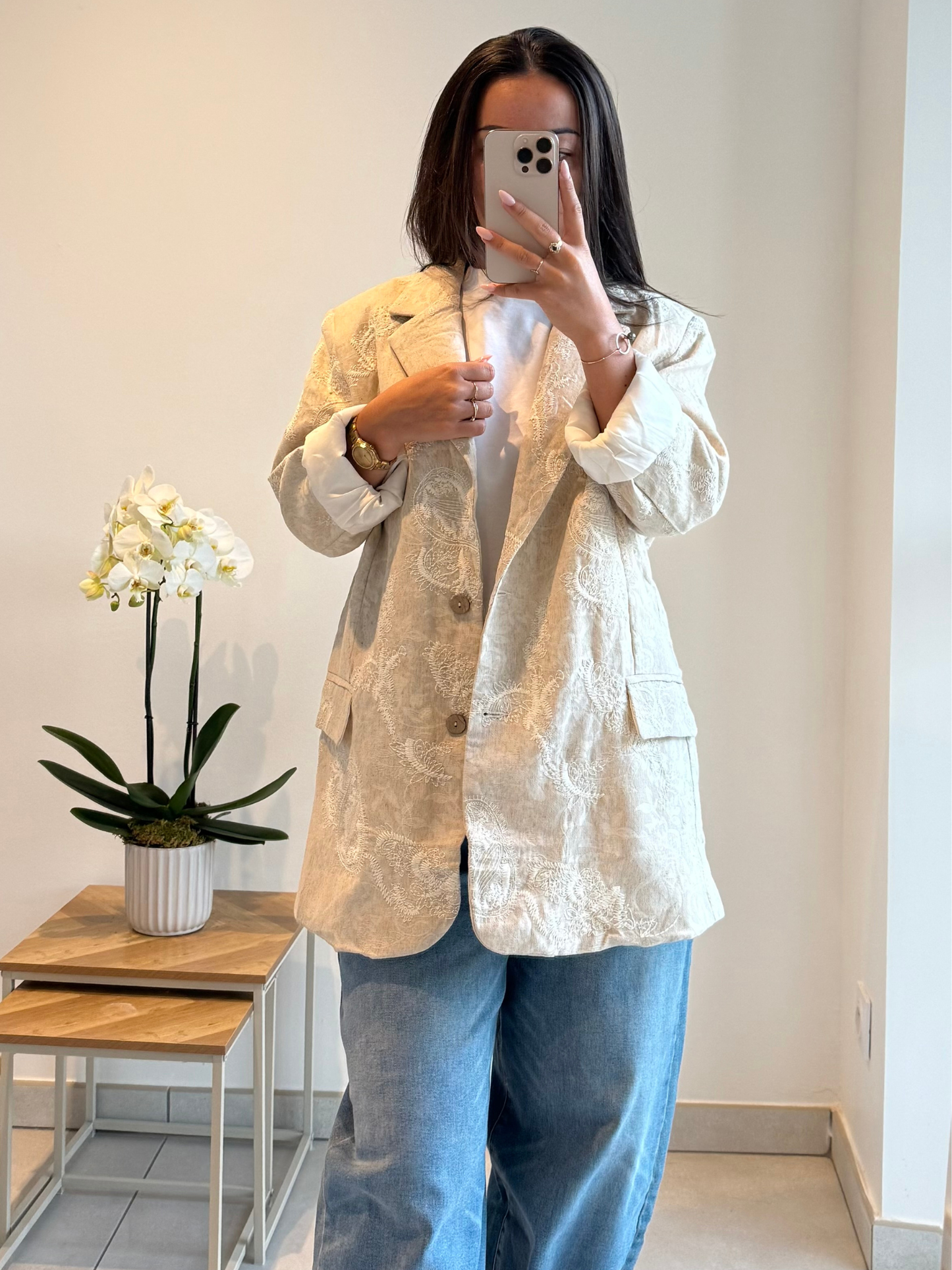 Blazer Camille – Écru brodé