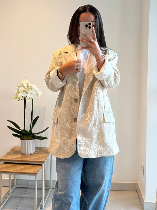Blazer Camille – Écru brodé