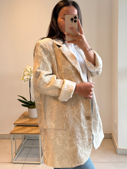 Blazer Camille – Écru brodé