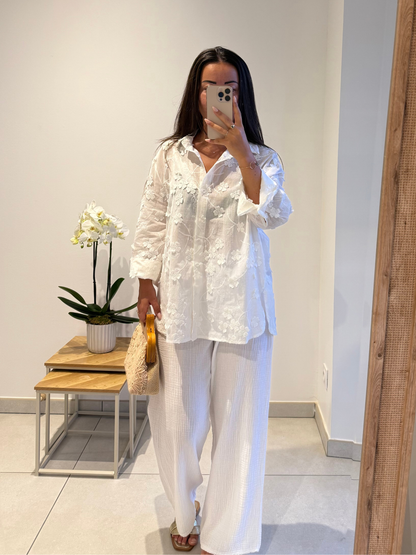 Chemise Florine – Blanche brodée