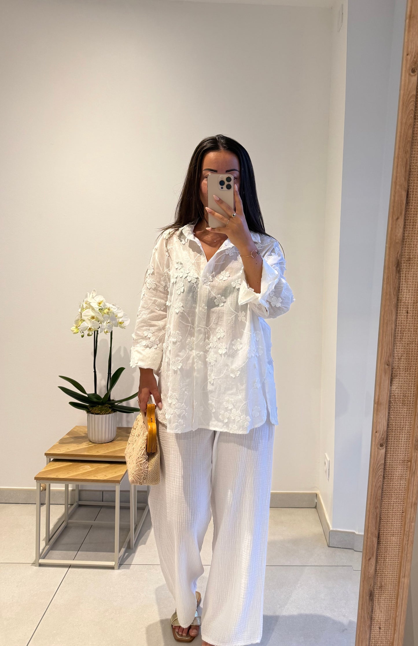Chemise Florine – Blanche brodée