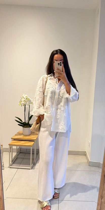 Chemise Florine – Blanche brodée