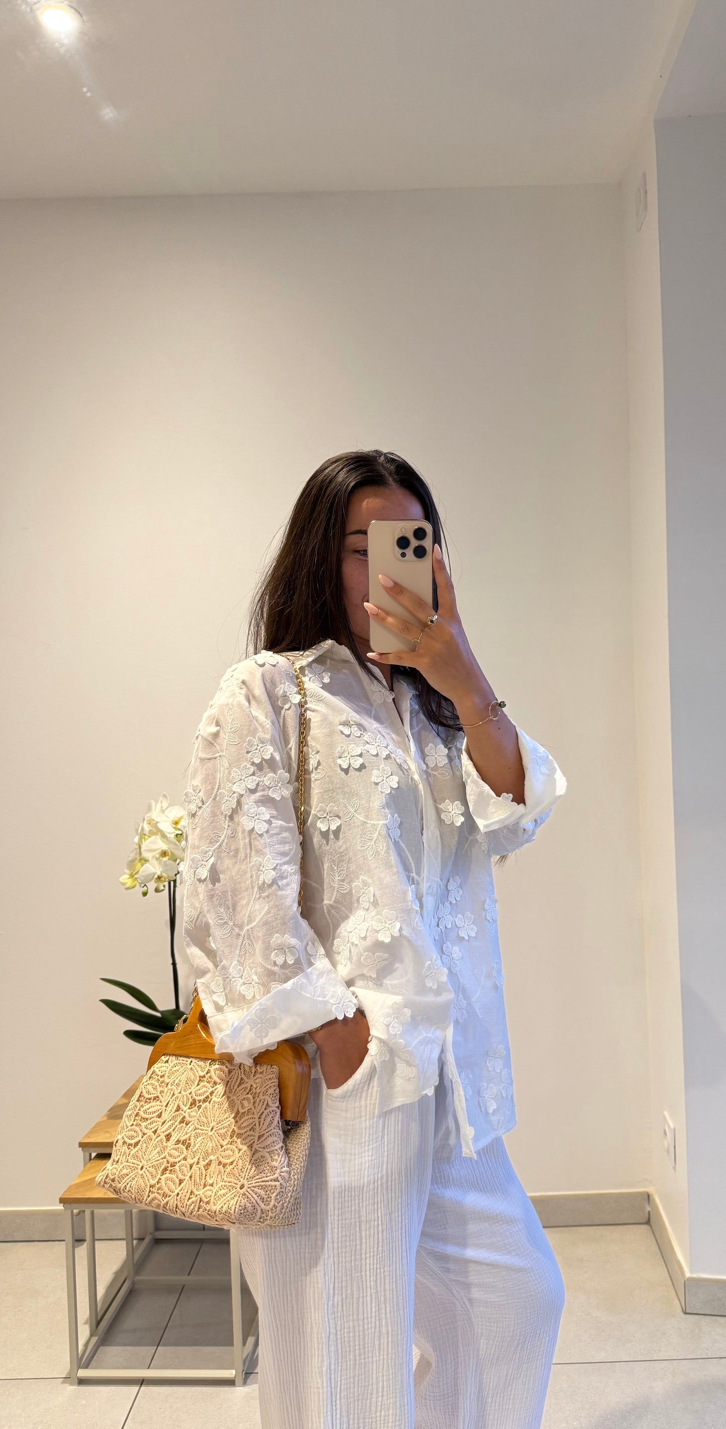 Chemise Florine – Blanche brodée