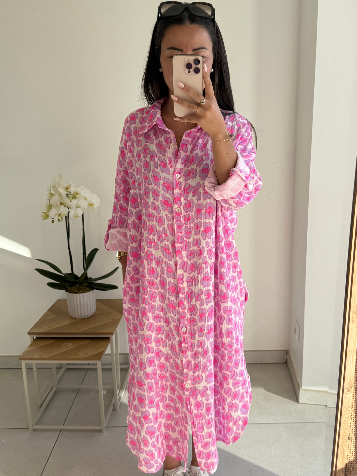 Robe Paloma – Rose léopard imprimé