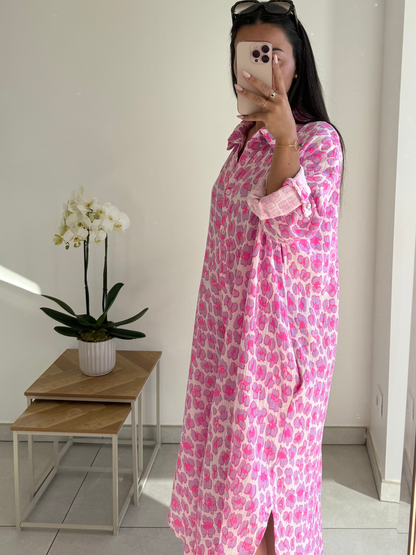 Robe Paloma – Rose léopard imprimé