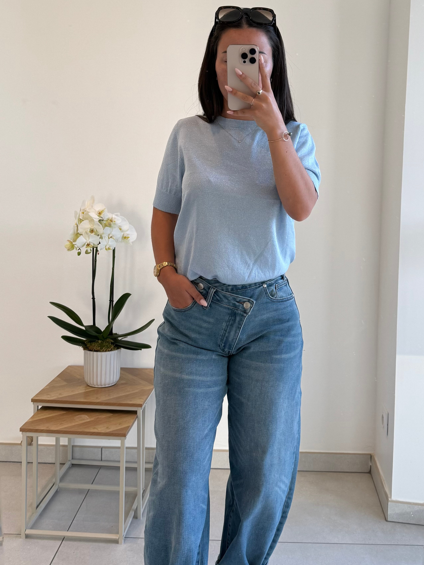 Top Maëlie pailleté – Maille légère irisée